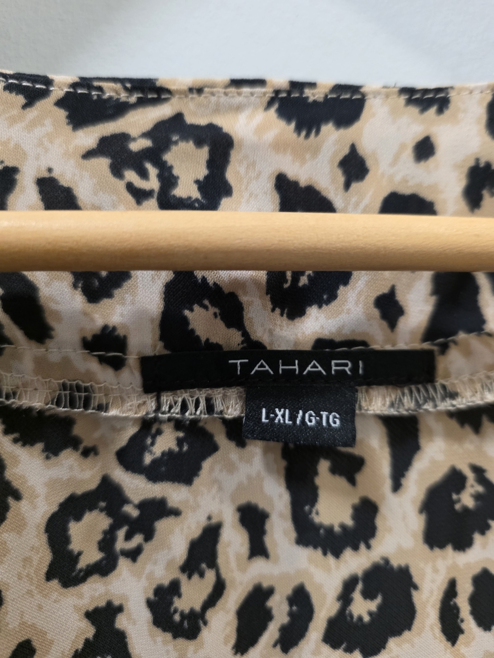 Tahari Leopard Print Open Front Kimono Cardigan Cover Up L/XL Beige Black - Picture 6 of 9